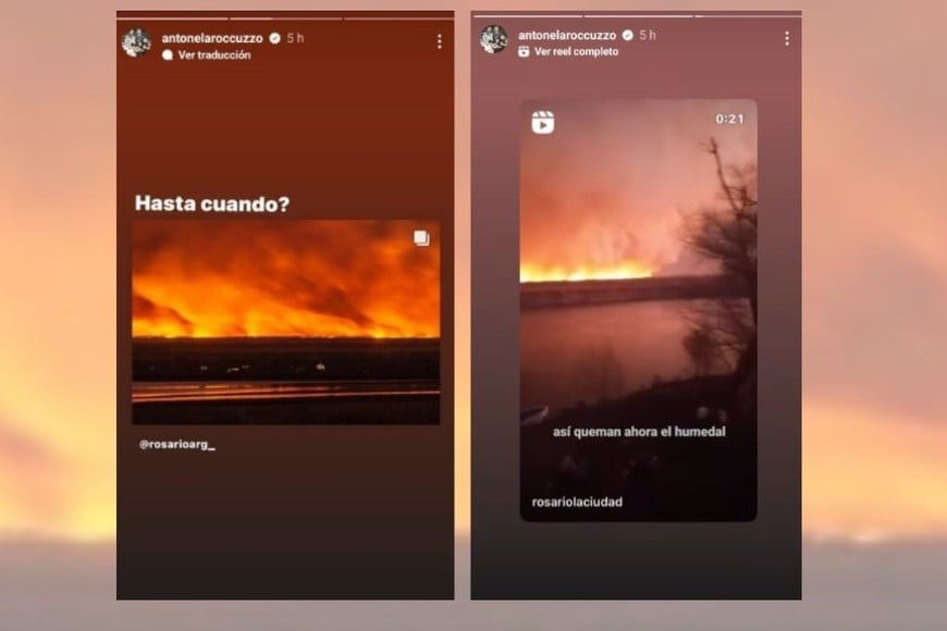 La rosarina utilizó sus redes sociales para manifestarse contra las quemas.