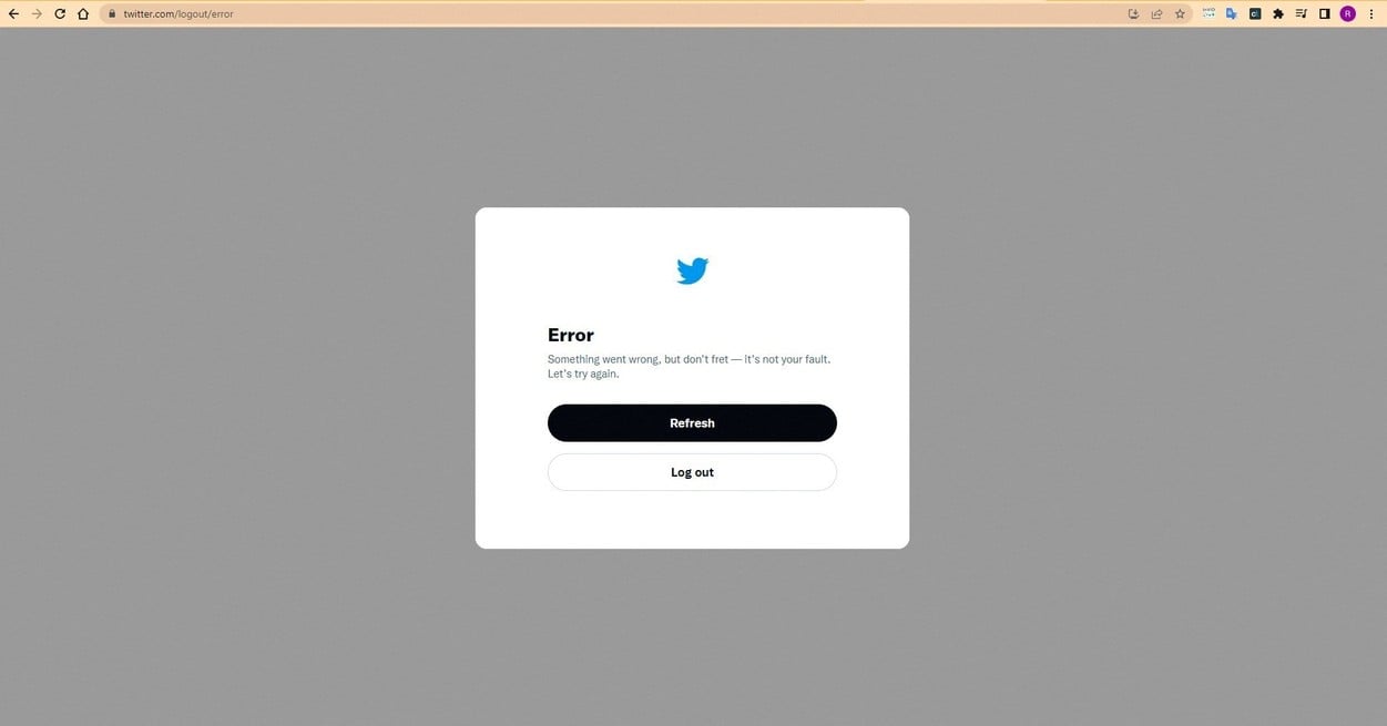 El mensaje de "error" que presentaba la aplicación en su formato web.
