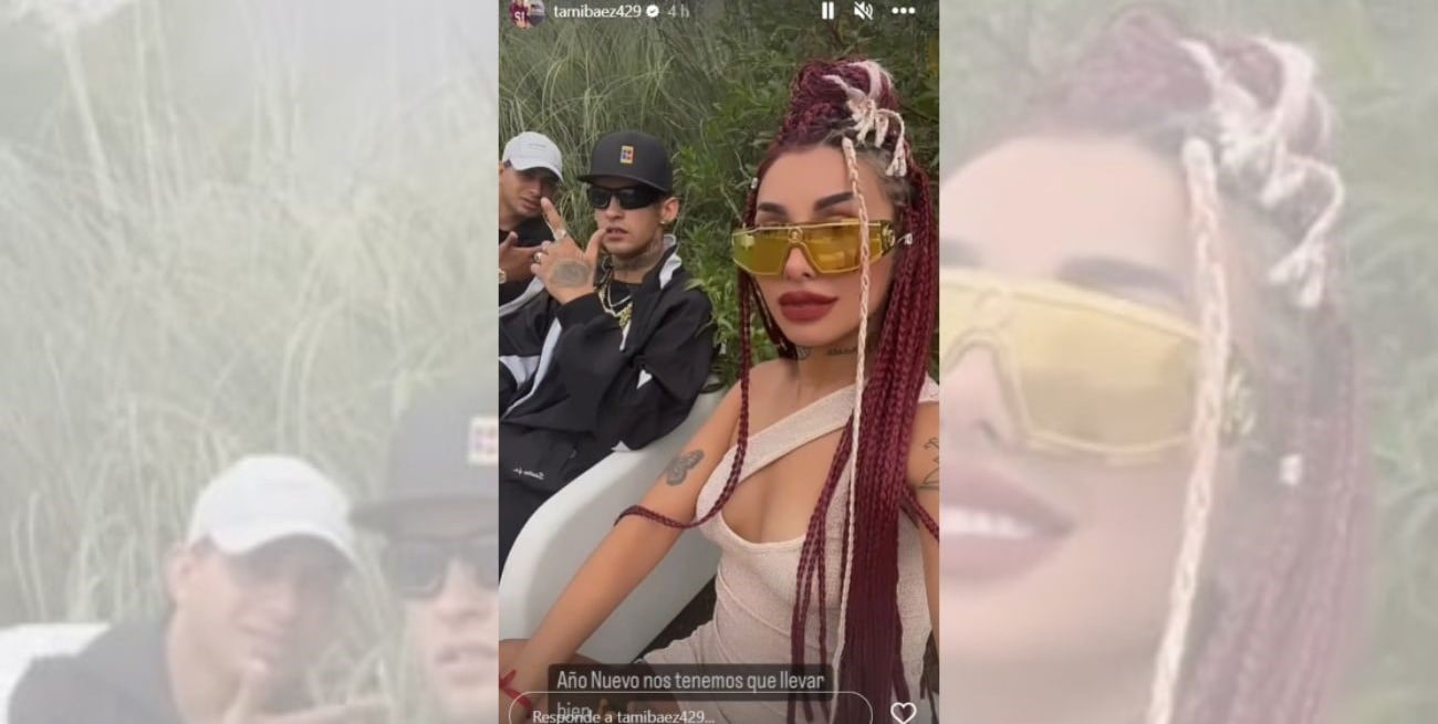 "Año nuevo nos tenemos que llevar bien", dijo en tono conciliador Tamara en el pie de su historia con un emoji de un brazo haciendo fuerza donde aparecía Elian Valenzuela.