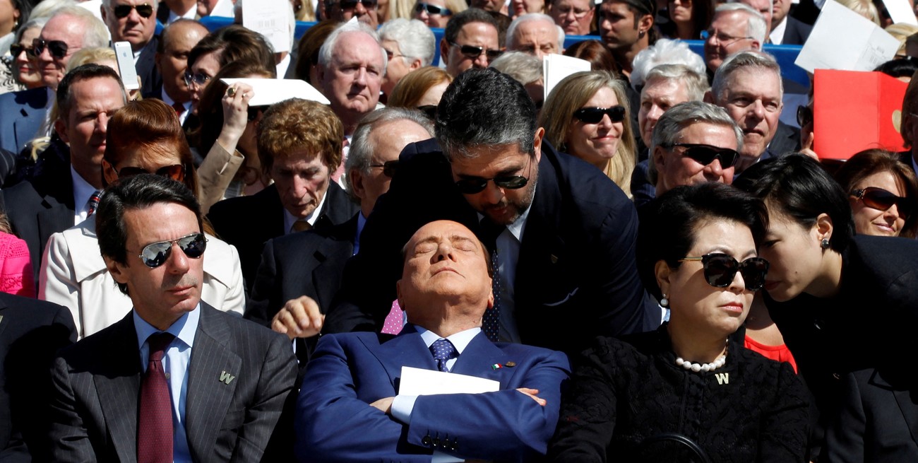 Silvio Berlusconi durante un discurso de George W. Bush. Crédito: Jason Reed / Reuters