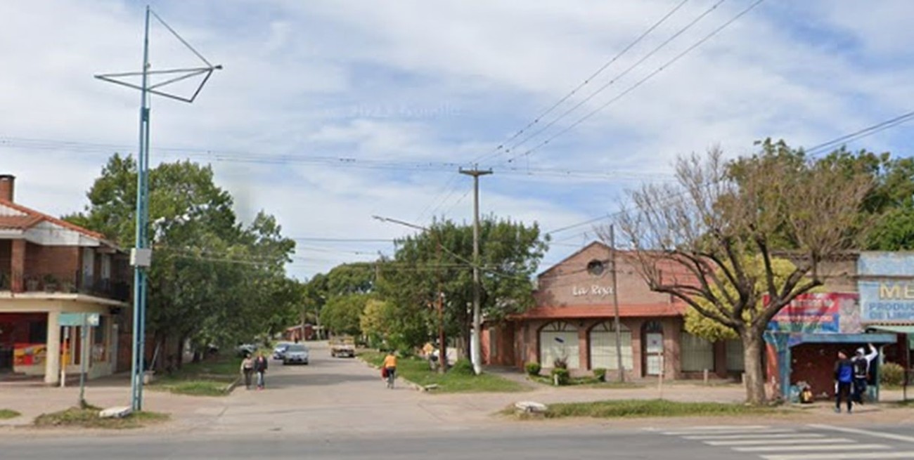 El animal había trepado un tapial bajo y desde allí accedió a un techo en calle Lehmann al 900, a metros de la ruta 11. Crédito: Captura Google Street View