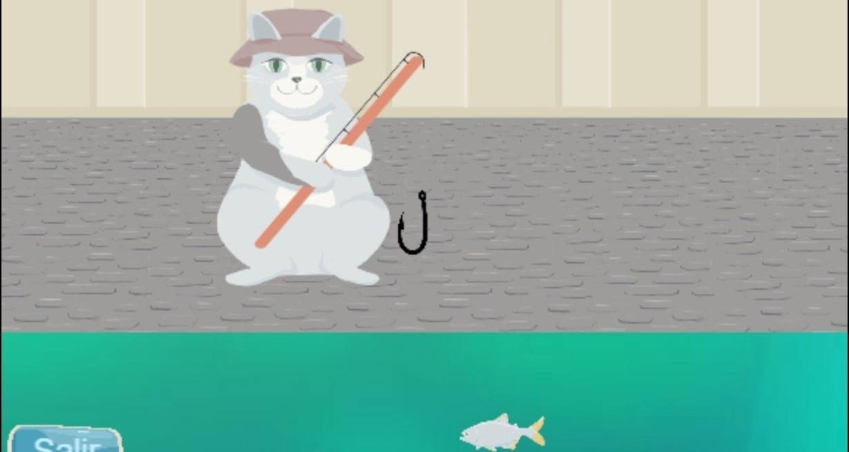 Brisa Antuña ideó un videojuego en el que el gato Toto tiene hambre y va de pesca. Cuando pesca una especie que no está permitida en la región, pierde.