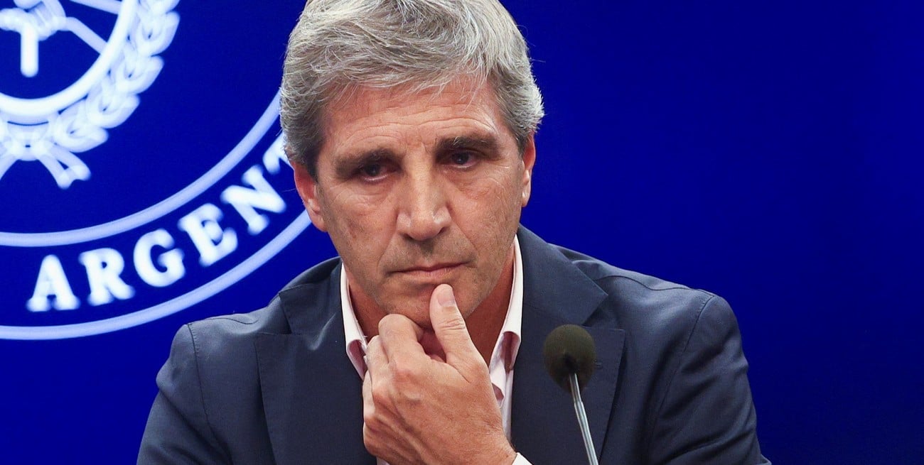 Argentina's Economy Minister Luis Caputo looks on during a press conference, at the Economy Ministry building, in Buenos Aires, Argentina, January 10, 2024. REUTERS/Matias Baglietto