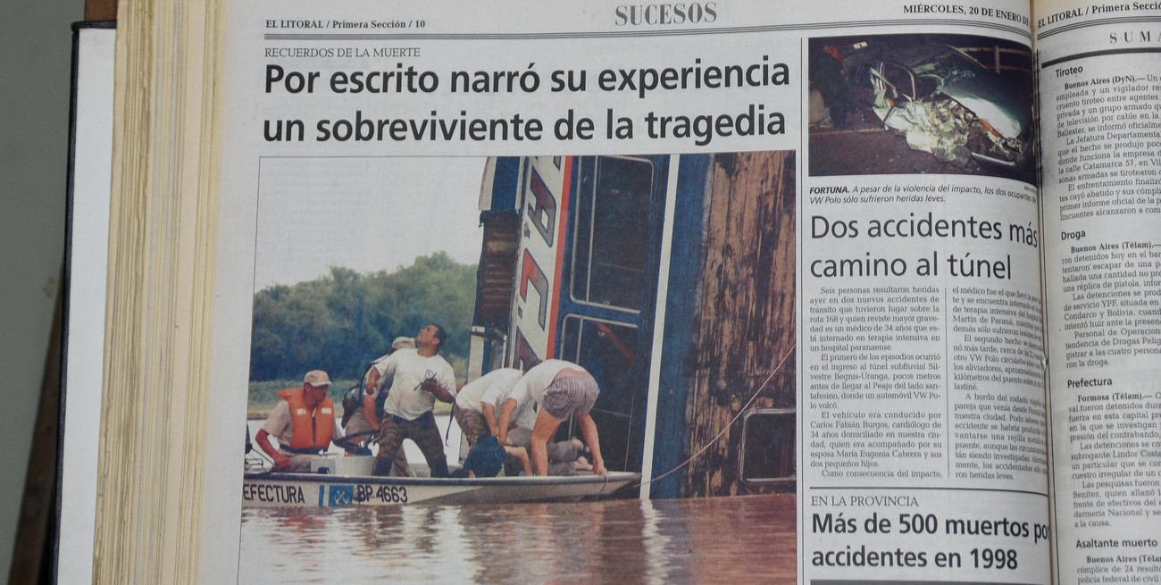 En la edición vespertina del miércoles 20 de enero de 1999, el diario daba cuenta del relato “por escrito” de uno de los sobrevivientes. Crédito: Pablo Aguirre