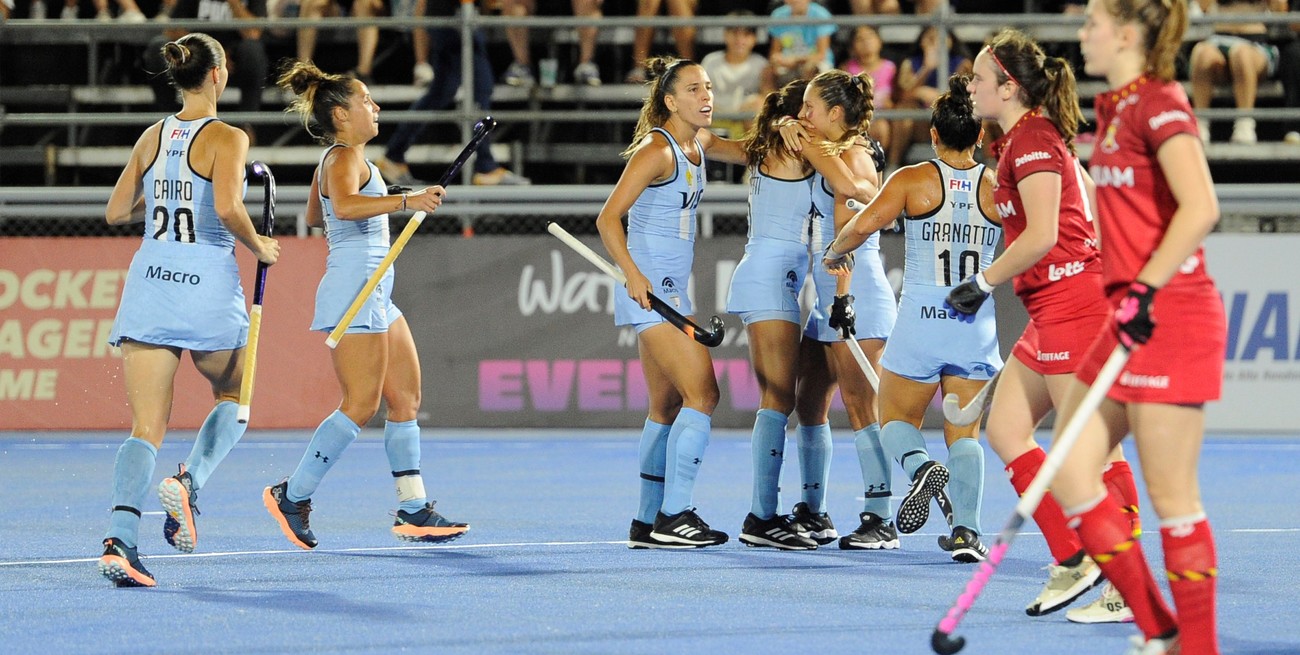 Las Leonas elaboraron una cómoda victoria ante Bélgica. Crédito: télam.