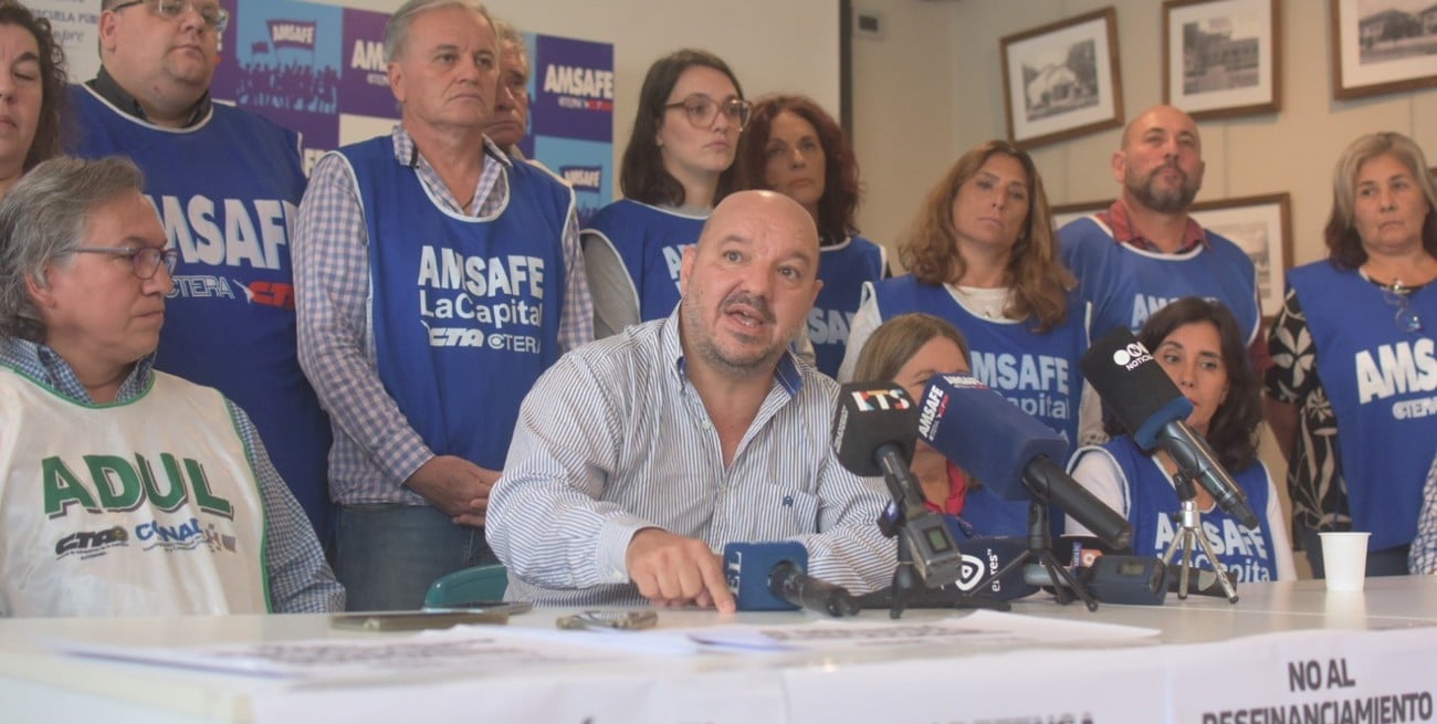 Rodrigo Alonso, de Amsafe, indicó que el gobierno santafesino debería estar de su lado en el reclamo por las quitas de fondos nacionales. Crédito: Gentileza