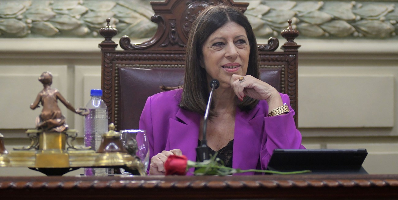 García usó el símbolo socialista de la rosa para asumir su nuevo mandato como titular de la Cámara Baja. Foto: Guillermo Di Salvatore