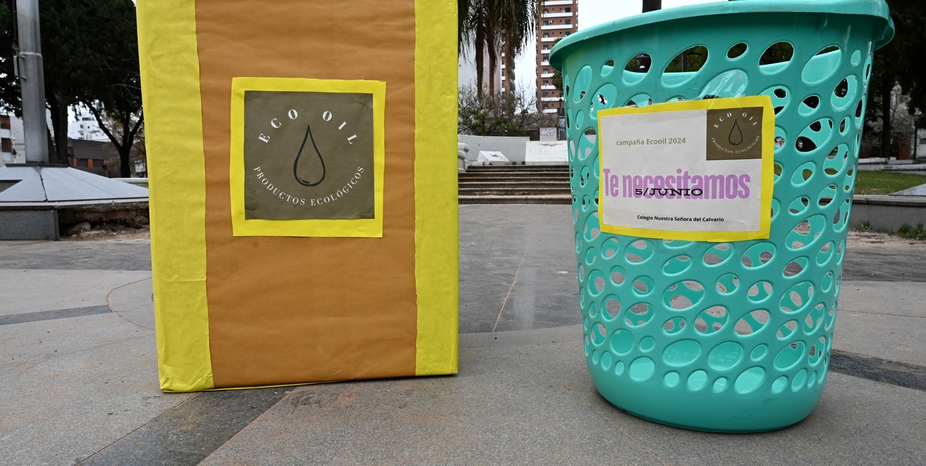 El punto verde quedará instalado en el Mercado Norte para que la gente puedan llevar las botellas con el aceite usado. Crédito: Flavio Raina