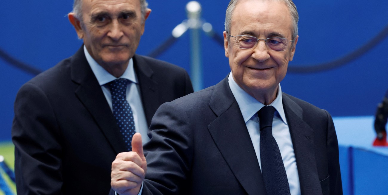 Soccer Football - Real Madrid unveil Kylian Mbappe - Santiago Bernabeu, Madrid, Spain - July 16, 2024
Real Madrid president Florentino Perez before the unveiling REUTERS/Juan Medina