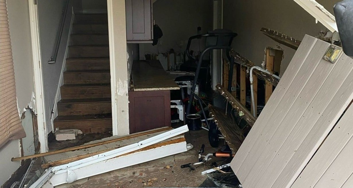 El interior de la vivienda de uno de los familiares de Portigliatti. Es la segunda vez en un mes que un huracán los golpea.
Foto: Gentileza Anthony Portigliatti