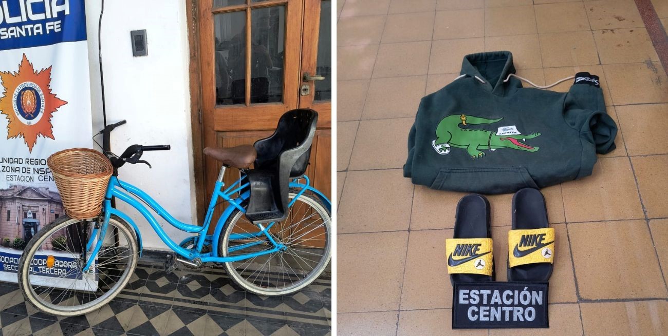 Durante los allanamientos, los agentes incautaron tres bicicletas y prendas de vestir que coincidían con las imágenes registradas en las cámaras de seguridad, tras el robo ocurrido en P. Zenteno 2100.