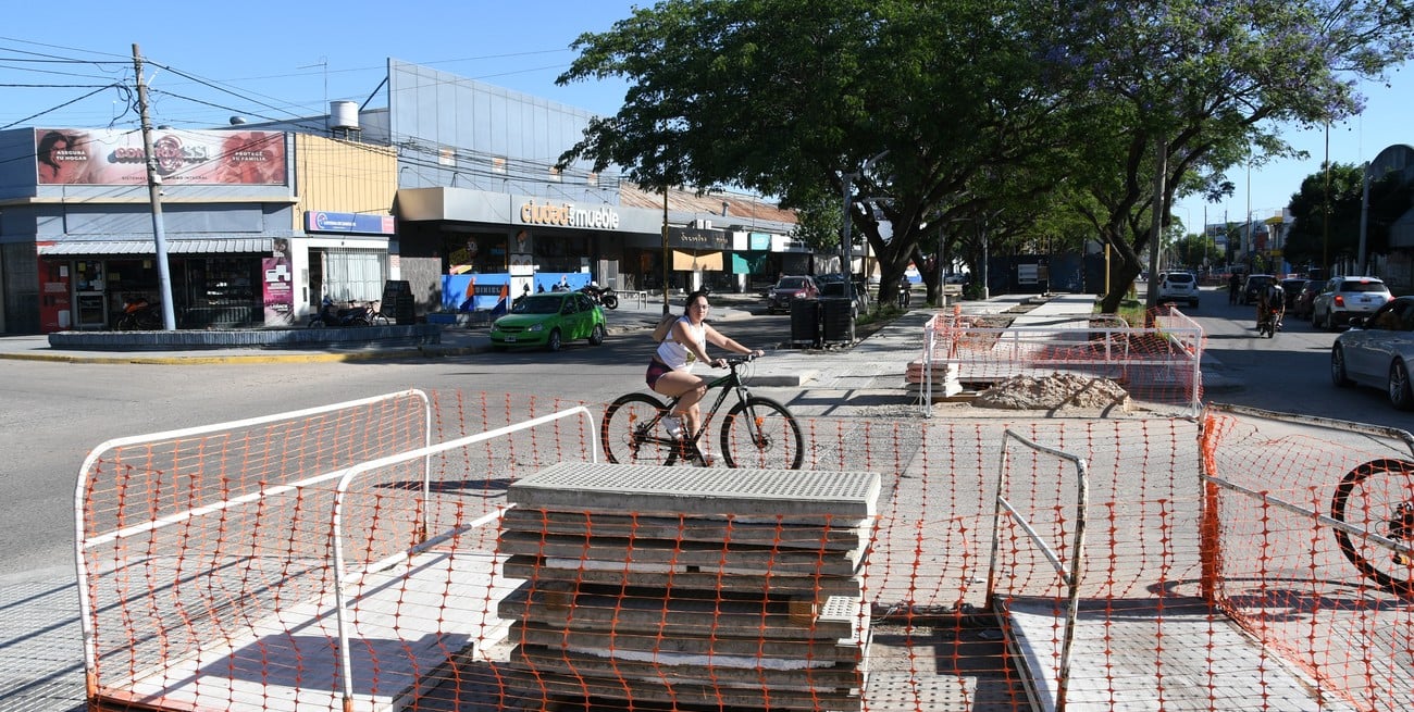 La obra prosigue con el trabajo en suelo para nuevas veredas y bicisenda. Foto: Manuel Fabatía
