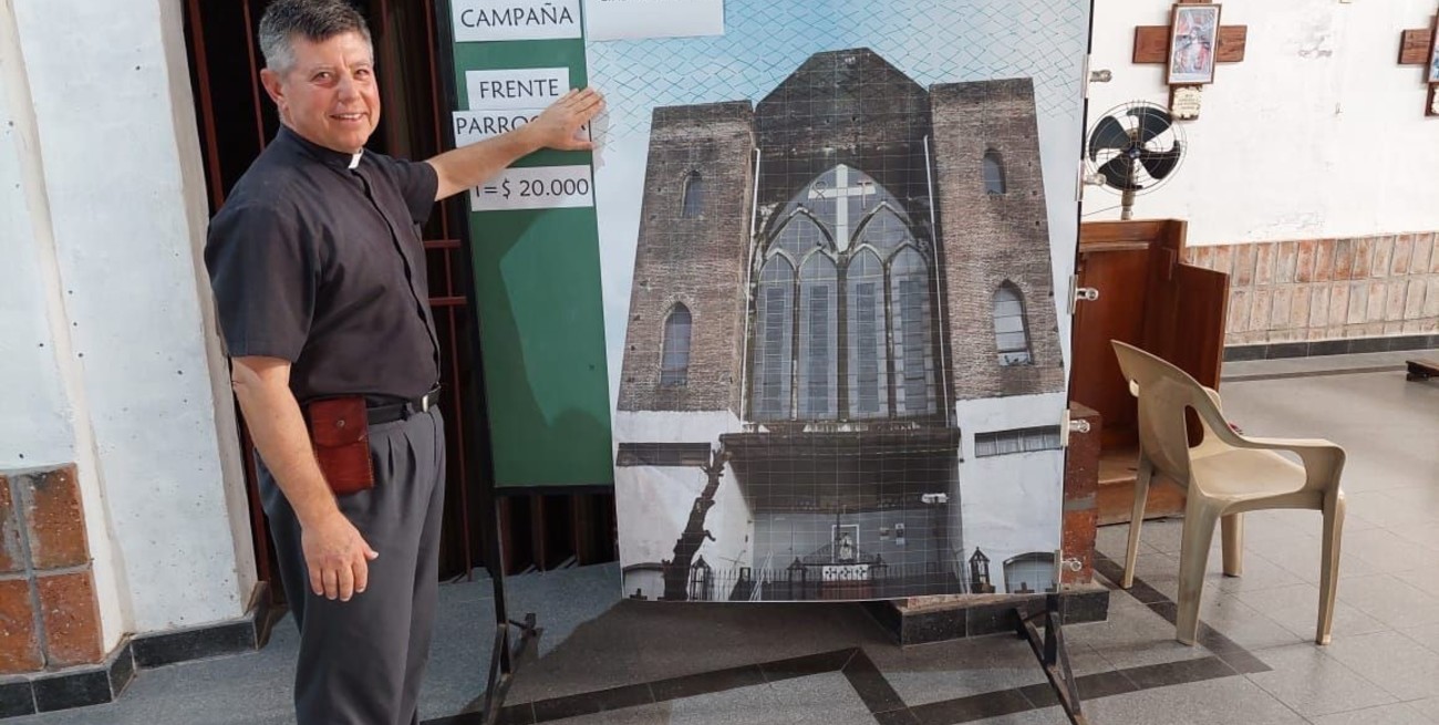 El presbítero Diego Leonardo Gatti, párroco de Nuestra Señora de la Salette, impulsa la campaña comunitaria.
