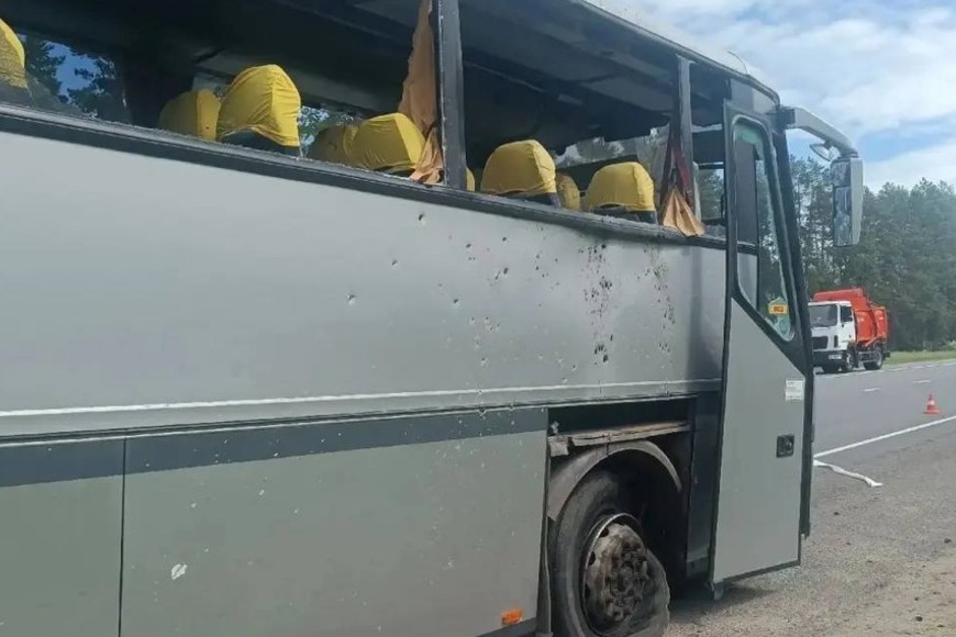 Un dron ucraniano impactó contra un autobús que trasladaba a un grupo de niños provenientes de Bielorrusia