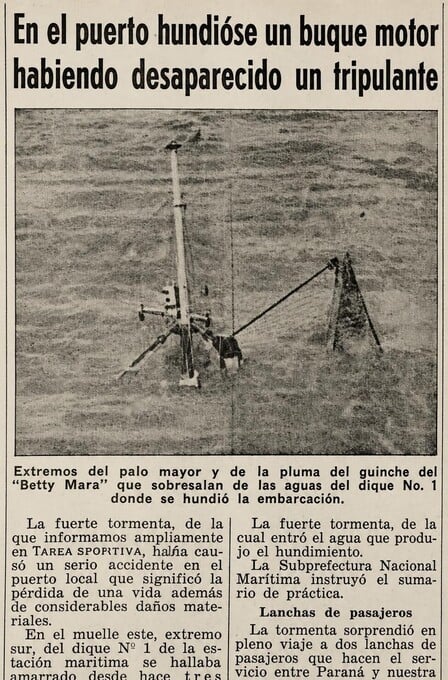 El barco hundido que dejó una víctima.