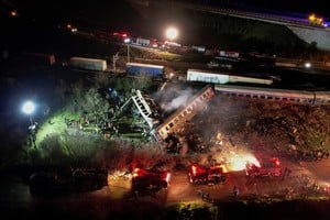 A view of the site of a crash, where two trains collided, near the city of Larissa, Greece, March 1, 2023. REUTERS/Giannis Floulis