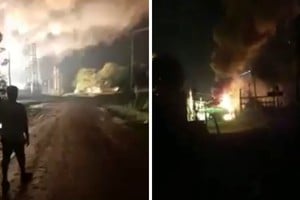 Vecinos tomaron imágenes del incendio seguido de explosión.