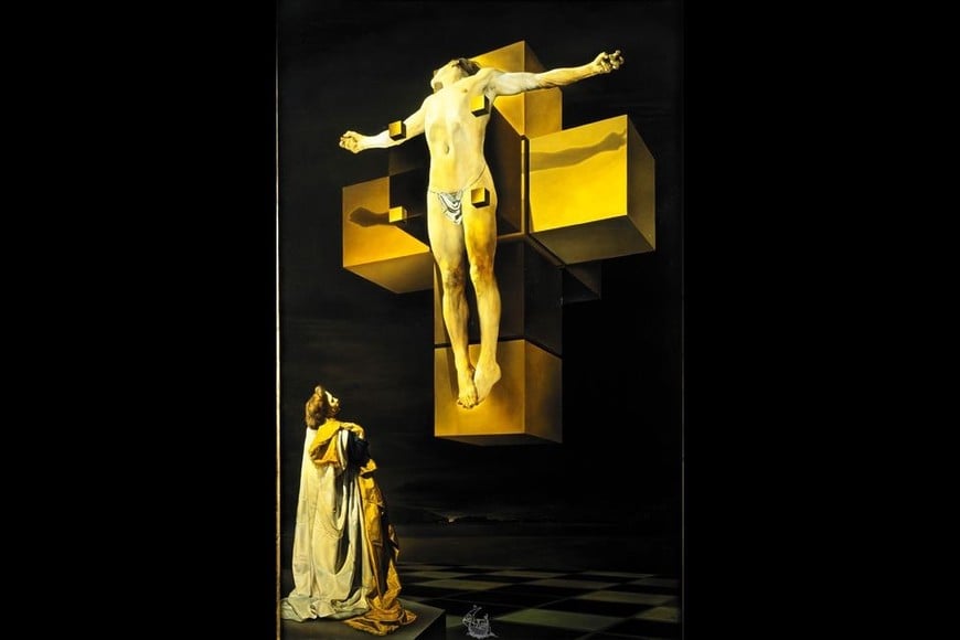 Crucifixión o Corpus hypercubicus de Salvador Dali  óleo sobre lienzo 194, 5x 124 cm. Foto: Nueva York, The Metropolitam Museum