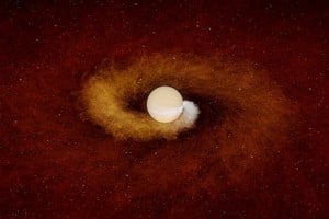 la ilustración muestra un planeta girando gradualmente en espiral hacia su estrella anfitriona.. Crédito: R. Hurt & K. Miller (Caltech/IPAC)