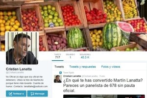 ELLITORAL_143420 |  Captura / El Litoral TweetStar. La cuenta en la red social del falso Cristian Lanatta es un fenómeno viral.