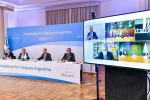 Gentileza La delegación argentina durante la exposición del ministro Guzmán.