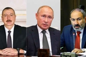 ELLITORAL_420853 |  Gentileza Ilhan Aliyev (Azerbaiyán), Vladimir Putin (Rusia) y Nikol Pashinián (Armenia), protagonistas del importante encuentro realizado en territorio ruso.