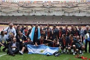 ELLITORAL_367294 |  Archivo El recuerdo del oro olímpico en Beijing 2008, con un equipo lleno de figuras, como Messi, Riquelme, Masherano, Di María y Agüero.