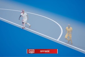 Representación de la visión del nuevo sistema durante la transmisión de un partido. Crédito: FIFA