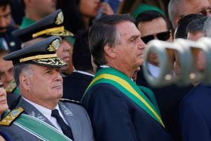 Brazil's President Jair Bolsonaro looks on during a military parade to celebrate the bicentennial independence of Brazil, in Brasilia, Brazil September 7, 2022. REUTERS/Adriano Machado