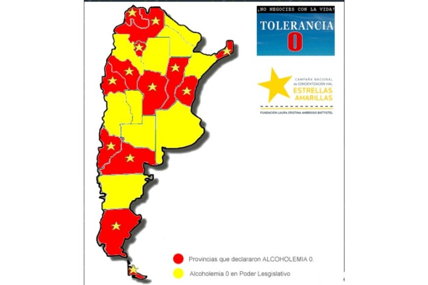 Provincias que declararon alcoholemia 0.