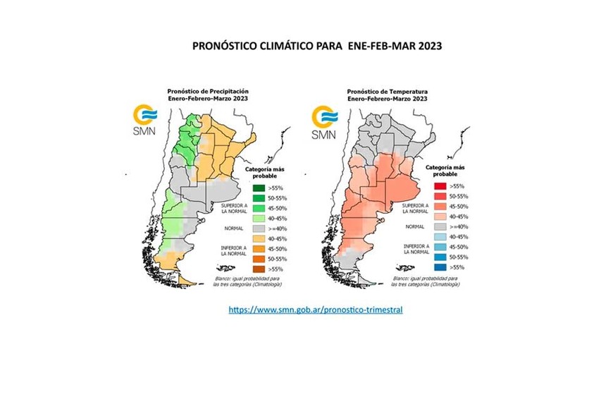 El mapa muestra el pronóstico para los primeros tres meses del año.