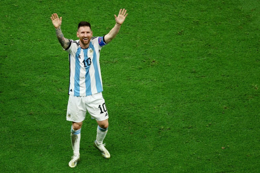 Soccer Football - FIFA World Cup Qatar 2022 - Final - Argentina v France - Lusail Stadium, Lusail, Qatar - December 18, 2022
Argentina's Lionel Messi celebrates winning the World Cup after the penalty shootout REUTERS/Molly Darlington     TPX IMAGES OF THE DAY