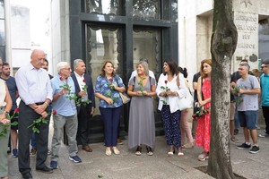 En el Cementerio de Rosario, líderes socialistas en el homenaje a Estévez Boero. Crédito: Prensa Cámara de Diputados