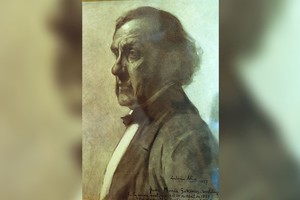 Bosquejo del retrato de Juan María Gutiérrez de Antonio Alice, para su obra "Los Constituyentes de 1853". Archivo / Flavio Raina 
