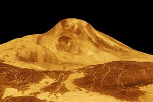 Una imagen tridimensional del Maat Mons, el volcán más alto de Venus.