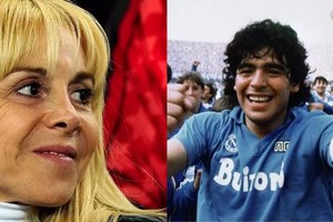 Claudia Villafañe recordó a Diego Maradona en el título del Napoli.