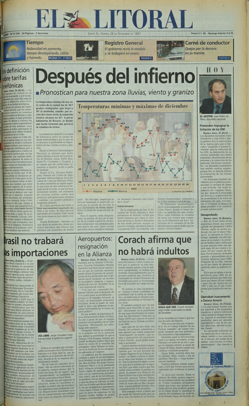 Portada El Litoral 1998 - Crecida del Paraná