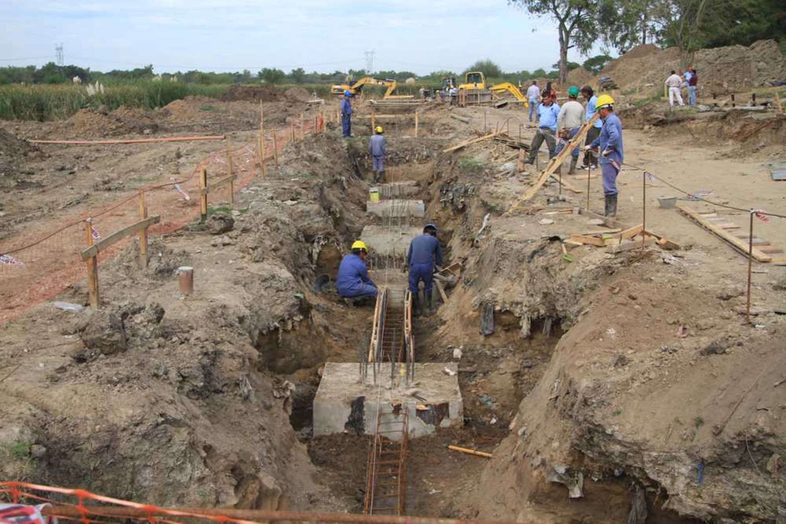 Obreros trabajando en el Parque de la Constitución