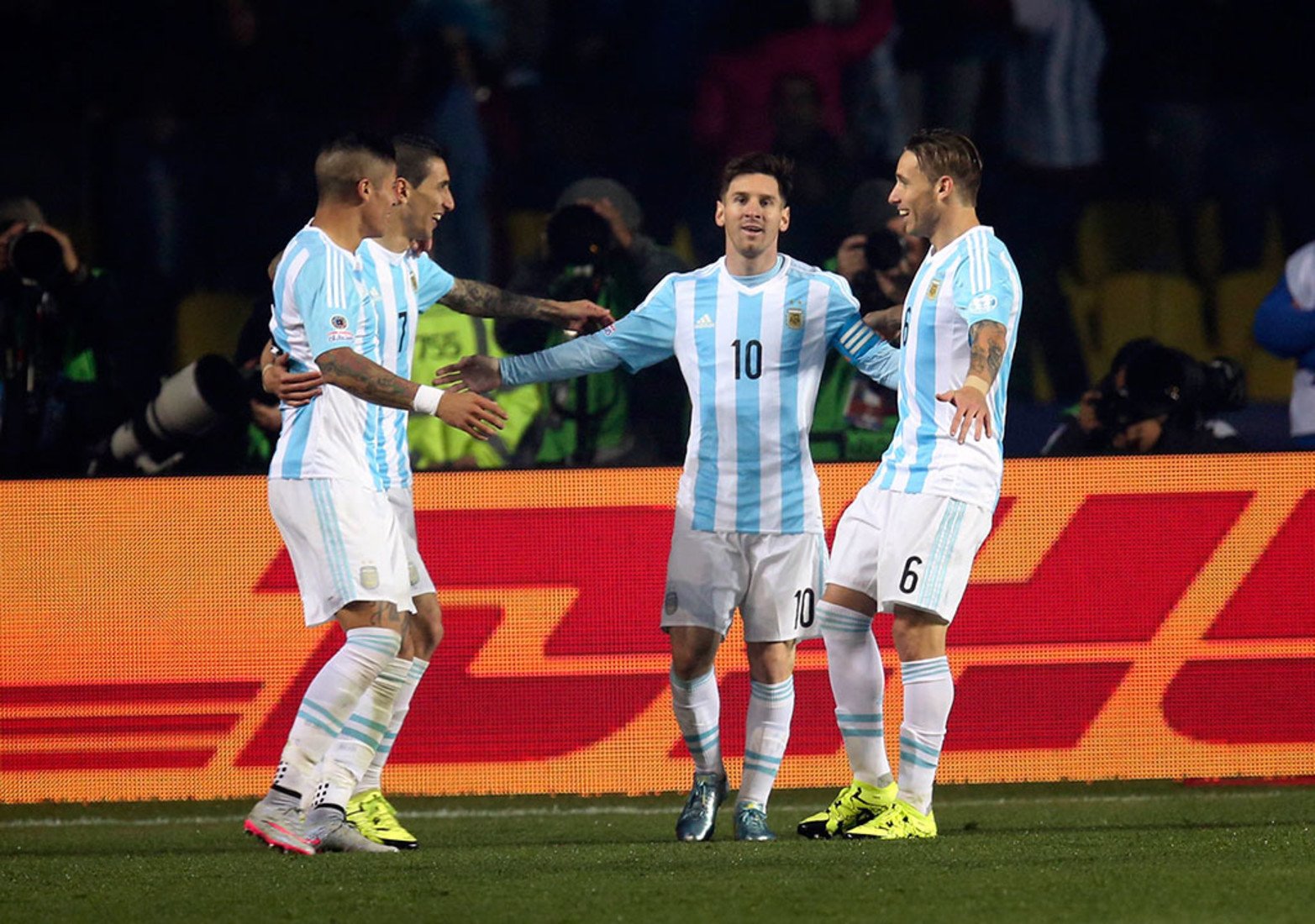 Festejo del seleccionado argentino.