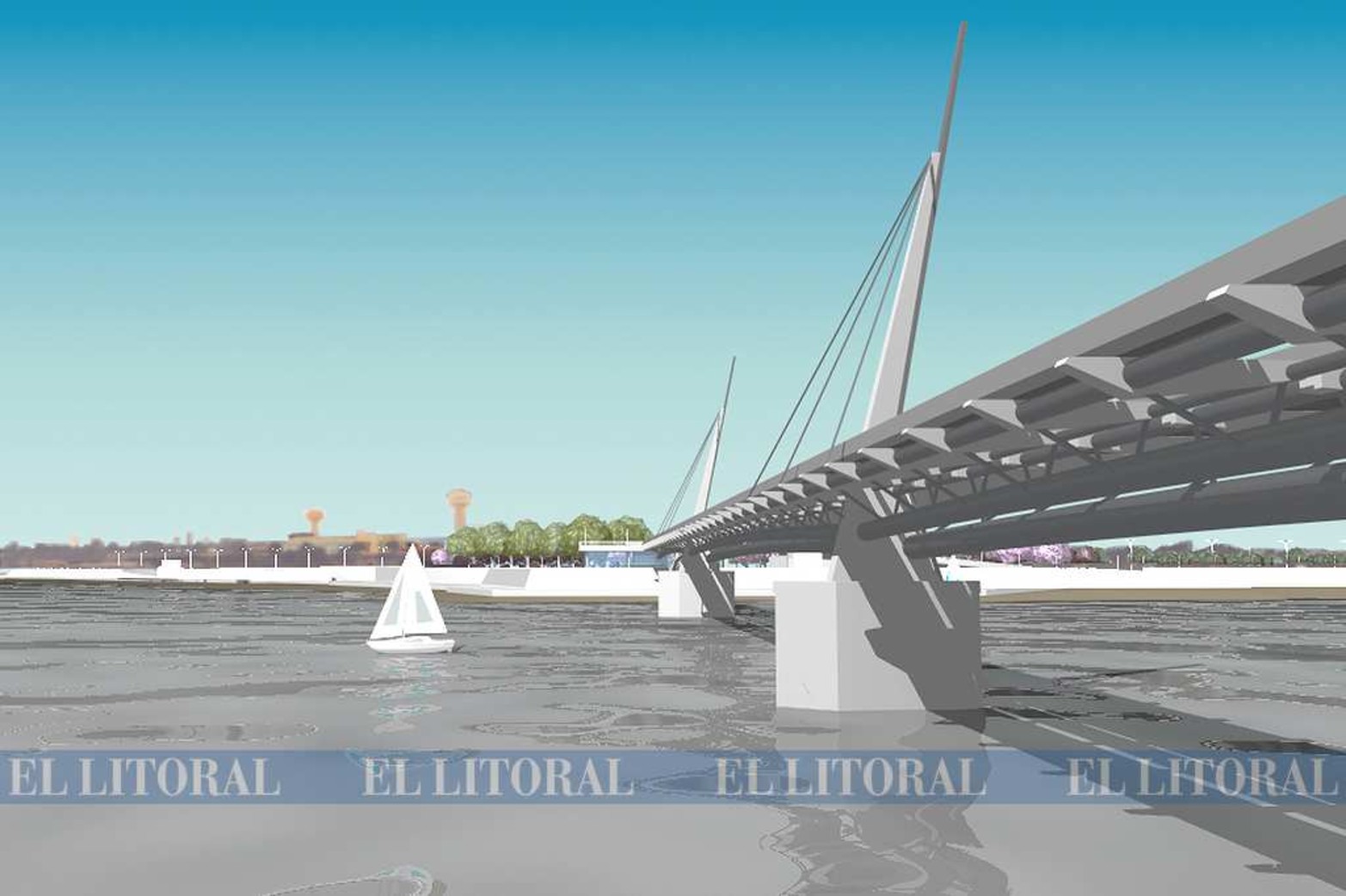 Puente peatonal o fuentes. Los dos primeros premios del concurso Homenaje al tercer milenio, que organizó el municipio hace 18 años (2000) fueron el puente peatonal y los chorros de agua.