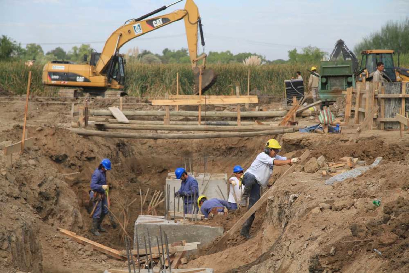 Obreros trabajando en el Parque de la Constitución