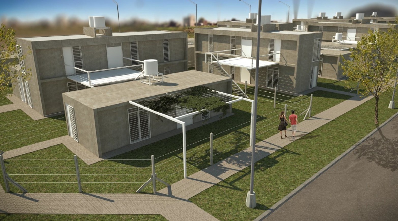 Vista de una vivienda tipo a construir en barrio Nueva Esperanza Este.