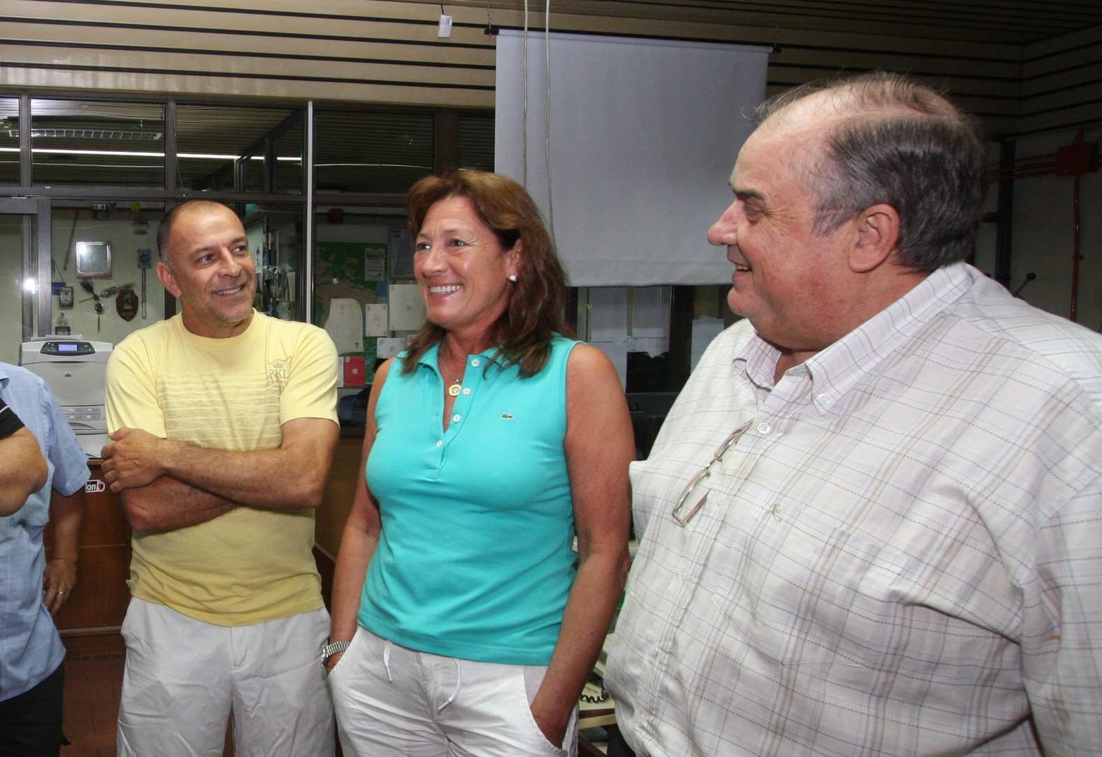 En la Redacción, junto a Silvia Vittori y al jugador de Colón "Loco" González