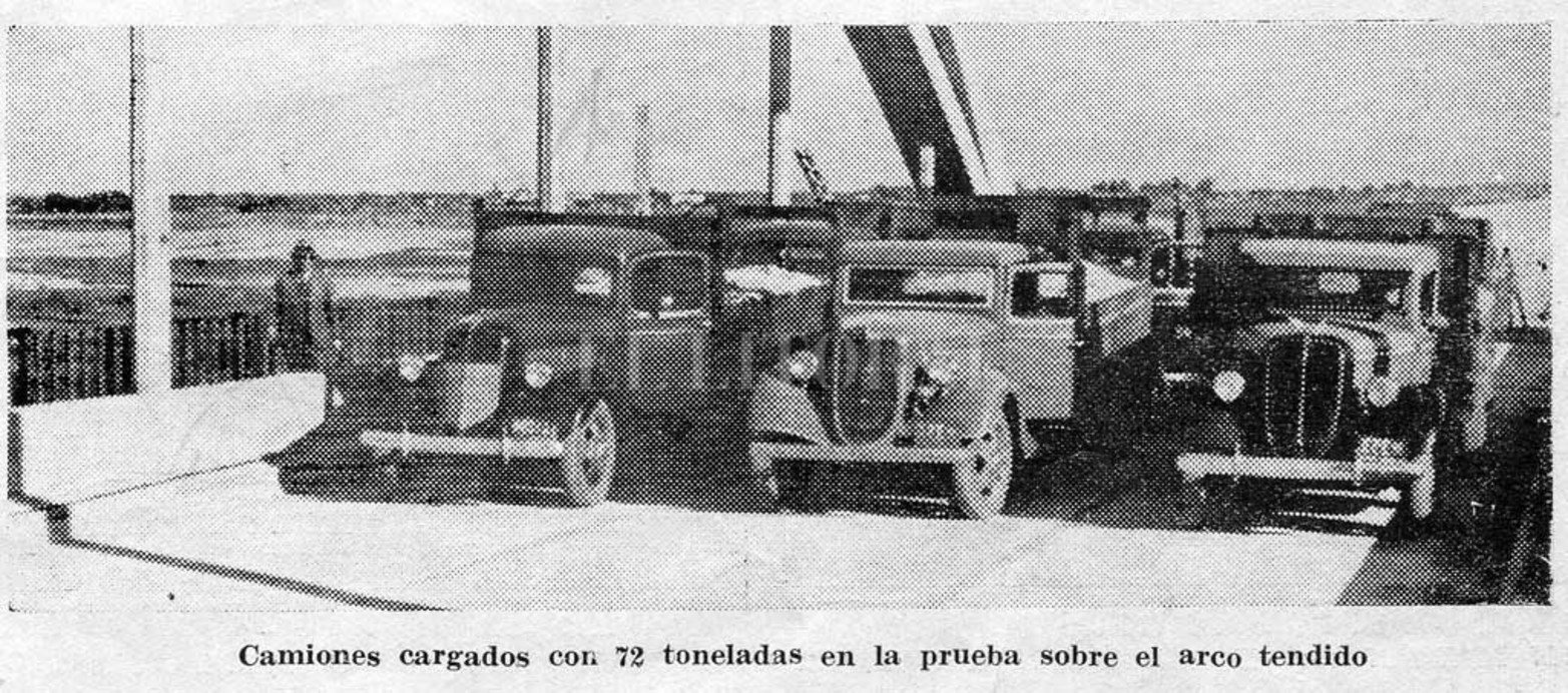 Aprobado. Así fue la prueba de carga realizada para chequear la resistencia del puente. En algunos lugares se emplearon 6 camiones con arena de 8 toneladas cada uno, los que sumaban 48 toneladas. En otros sectores se colocaron 9 camiones de 8 toneladas cada uno, o sea 72 toneladas.