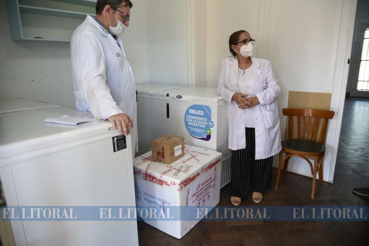En Rosario las primeras dosis llegaron al hospital modular de Granadero Baigorria. Estuvo presente la Ministra de Salud Sonia Martorano.