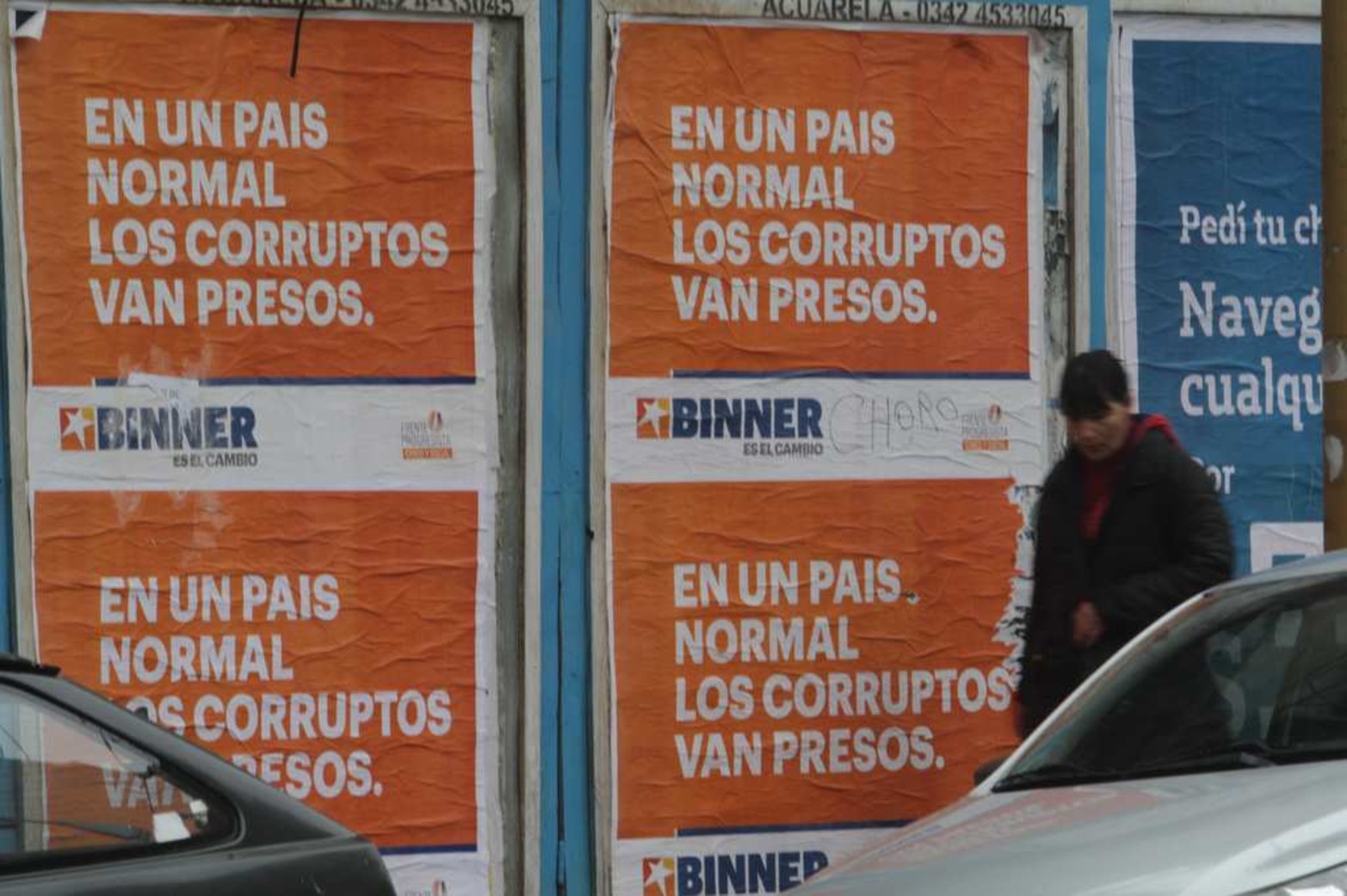 013.07.06 Campaña publicidad a diputados nacional "Binner es el camino" Avenida Perón e Ituraspe Foto Mauricio Garín