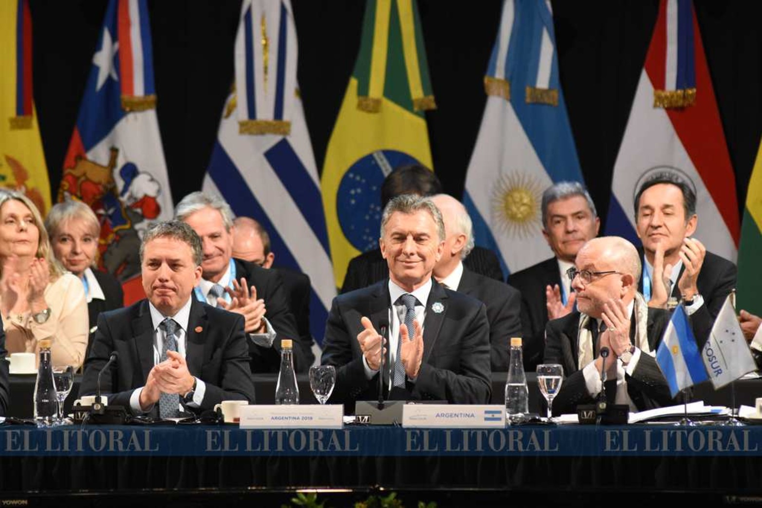 El Ministro de Economía Nicolás Dujovne, el Presidente Maurcio Macri y el santafesino el canciller de carrera Jorge Faurie.