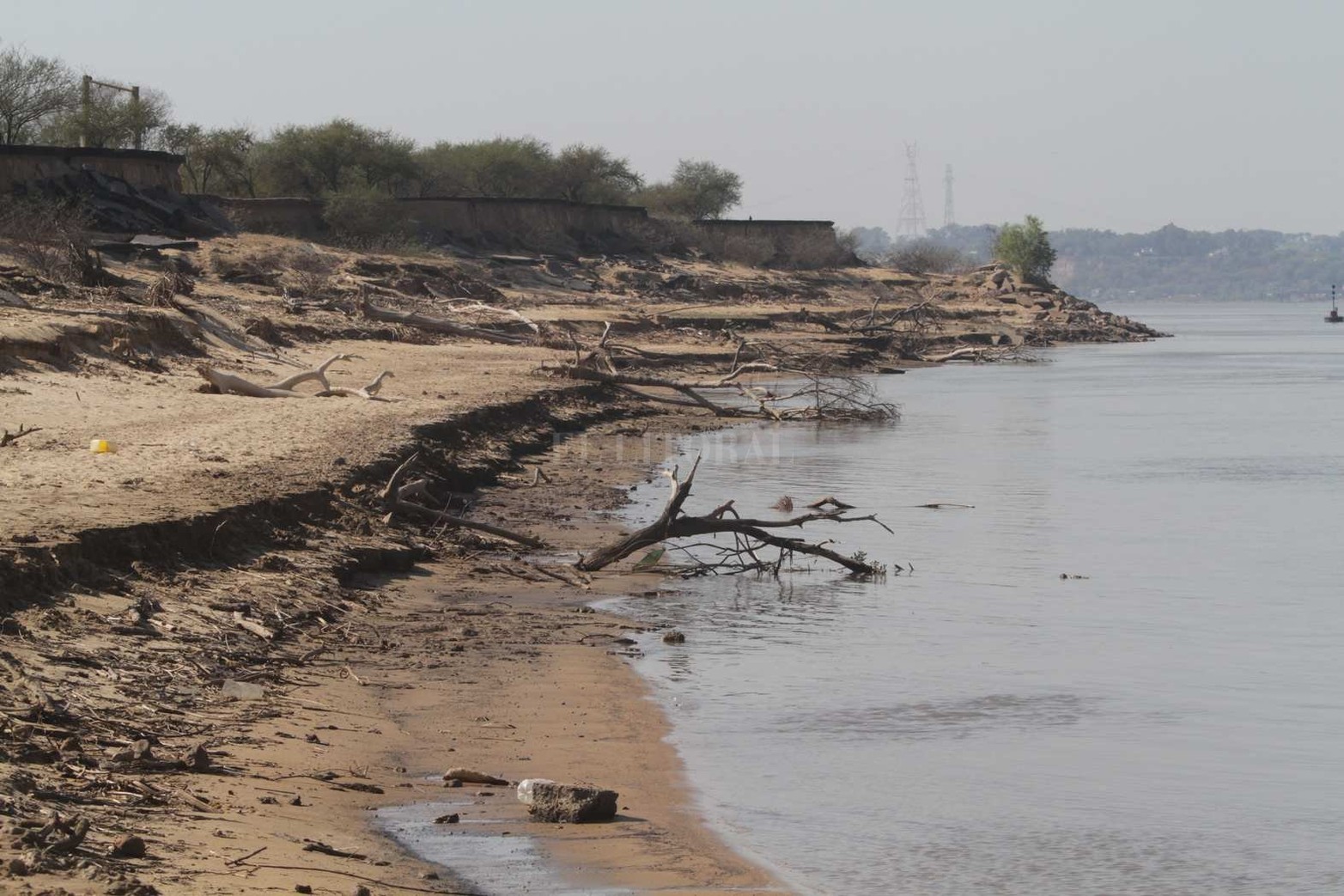 Tres o cuatro metros abajo de la costa. Así está a fisonomía en la costa santafesina frente a Paraná.