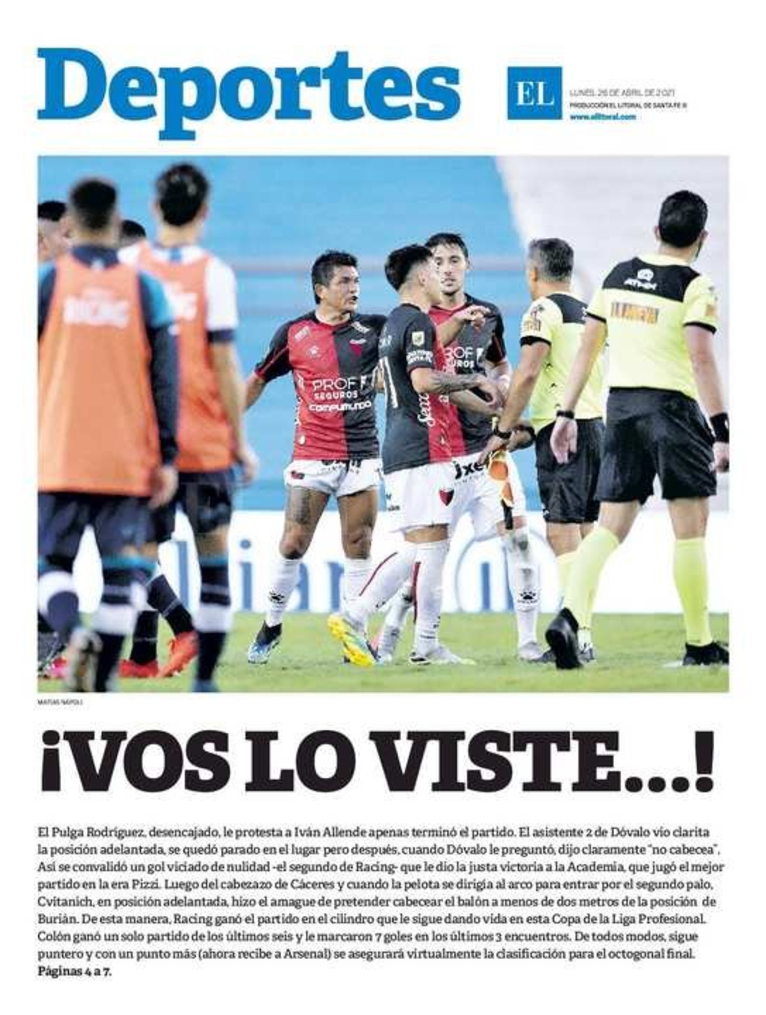 Edición impresa Deportes vespertino.