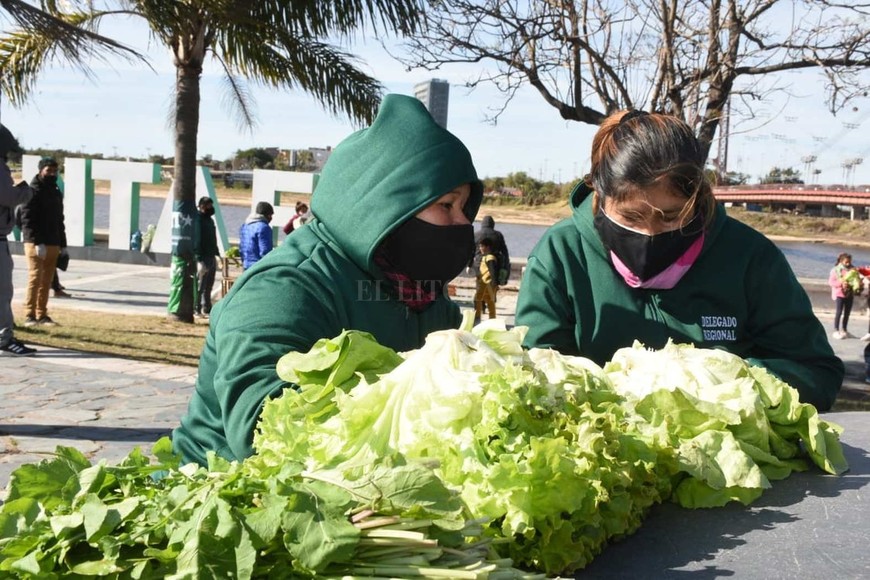 Protesta: regalaron verdura junto al puente Colgante